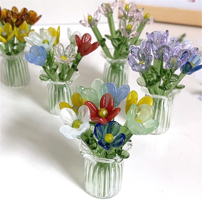 Mini Glass Flower Bouquet Set